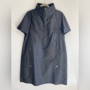 Moschino Black Structured Dress with Funnel Neckline and Zipper Size 44